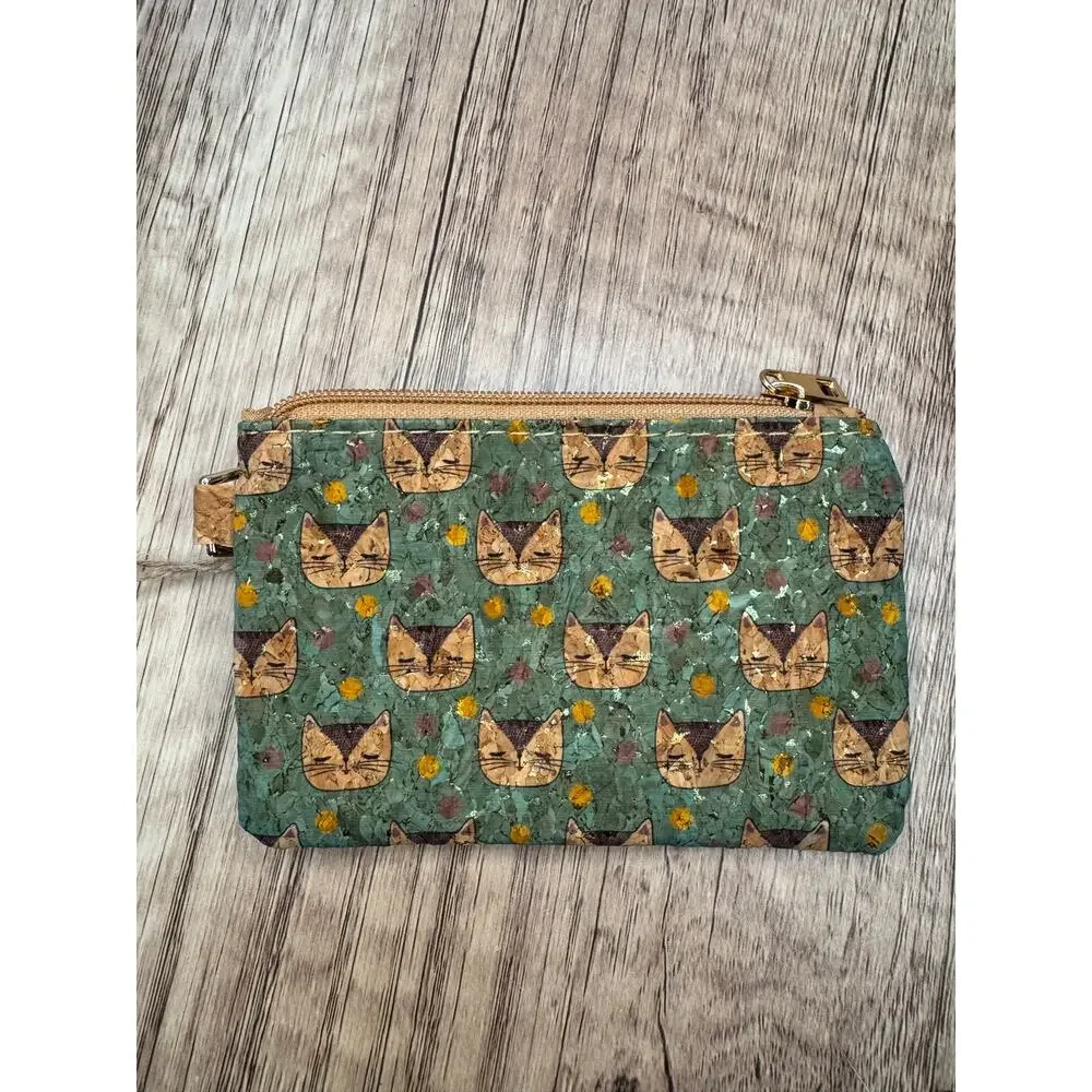 Set of 3 Coin Purses Small Accessory Bags Cats Flowers Hearts Cute Set